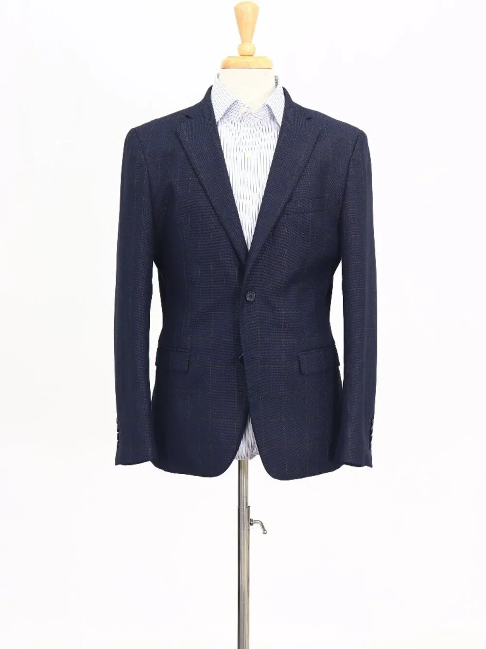 Marco Viali 42R Navy Blazer Sport Coat Jacket 2-Button Check W852